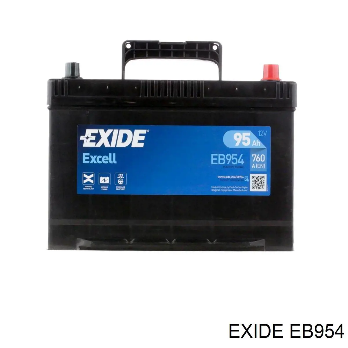 Batería de Arranque Exide Excell 95 ah 12 v B1Korean (EB954)