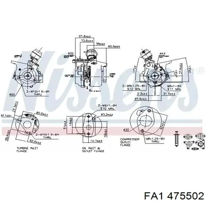 Junta de turbina de escape Nissan/Infiniti 14465AD200