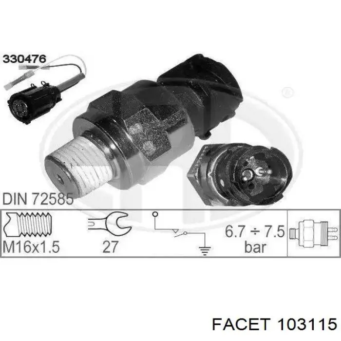 0906376 Metzger sensor de presión de combustible