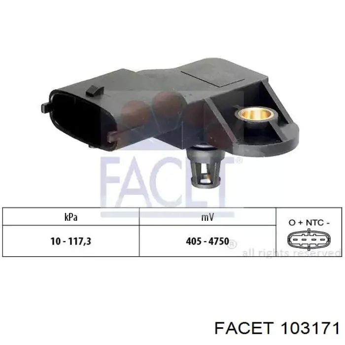 10.3171 Facet sensor de presion del colector de admision