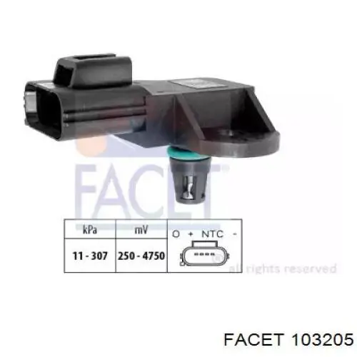 Sensor de presión del aire de admisión Ford 1503280