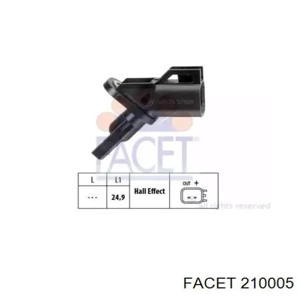 Sensor ABS de rueda delantera Facet 210005 precio, desde 15,32 EUR