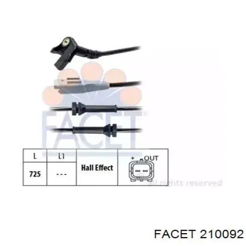 Comprar 210092 Facet Sensor revoluciones de la rueda, delantero