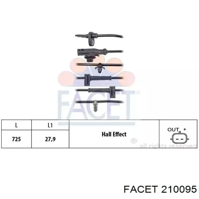 Comprar 210095 Facet Sensor revoluciones de la rueda, delantero