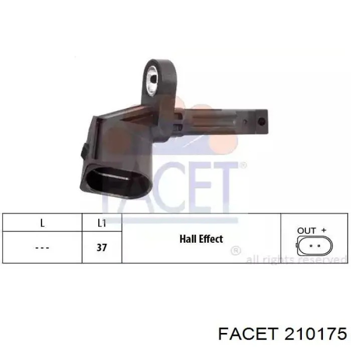 Sensor ABS, rueda trasera izquierda Facet 210175