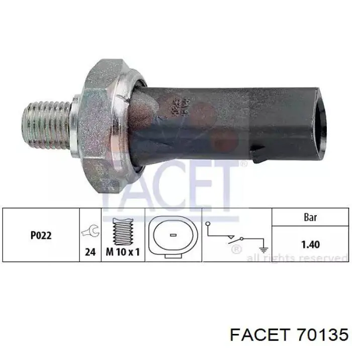 Manómetro de presión de aceite Facet 70135 precio, desde 8,78 USD