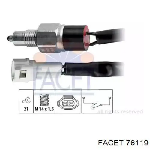 Interruptor piloto de marcha atrás Facet 76119 precio, desde 12,15 EUR