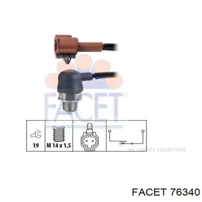 76340 Facet interruptor, piloto de marcha atrás