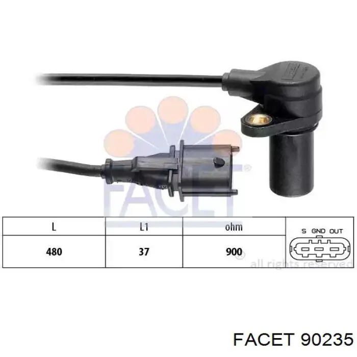 Sensor de cigüeñal 90235 Facet