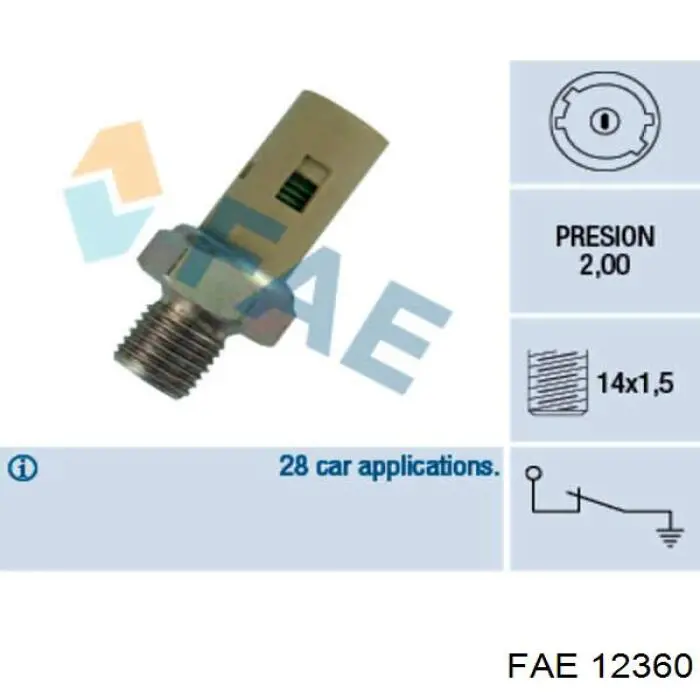 Comprar 12360 FAE Sensor de presión de aceite