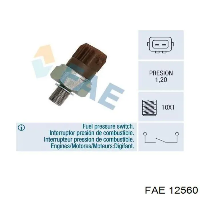 12560 FAE Sensor de presión de combustible