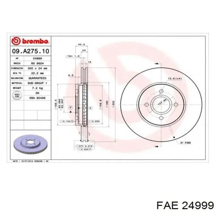 Interruptor de luz de freno FAE 24999 precio, desde 13,64 EUR