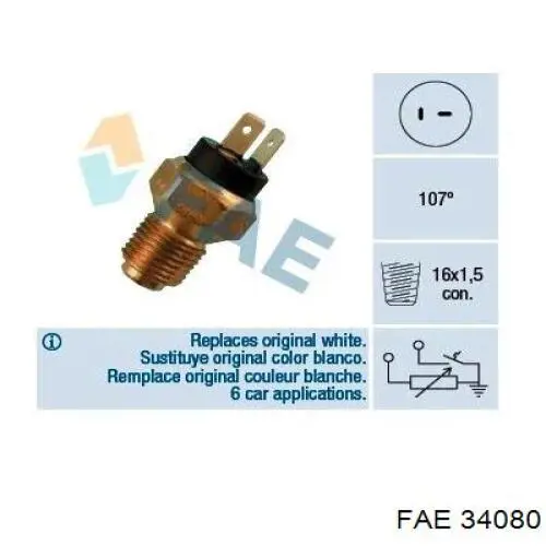 Comprar 34080 FAE Sensor de temperatura de agua
