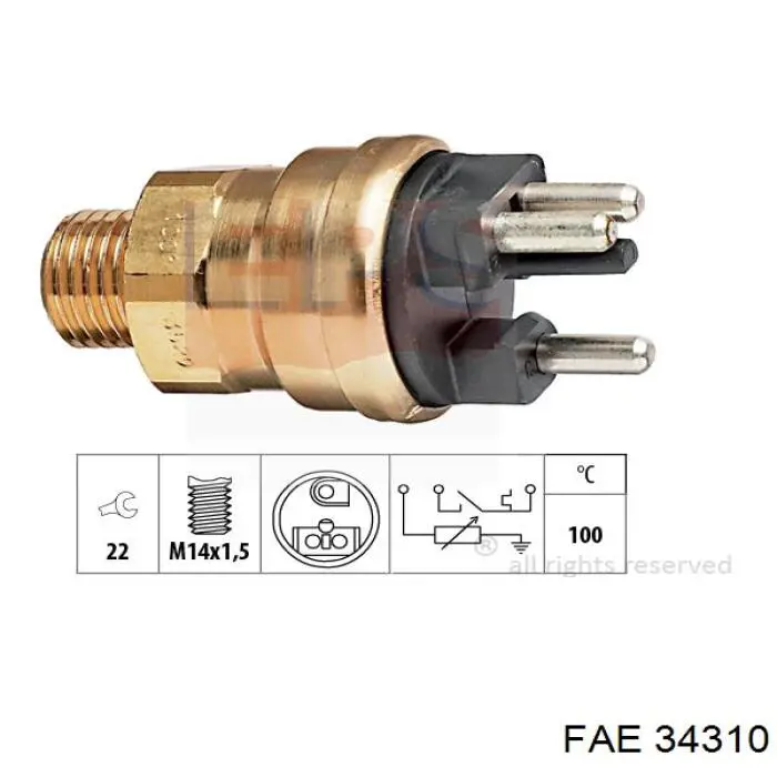 34310 FAE sensor, temperatura del refrigerante (encendido el ventilador del radiador)