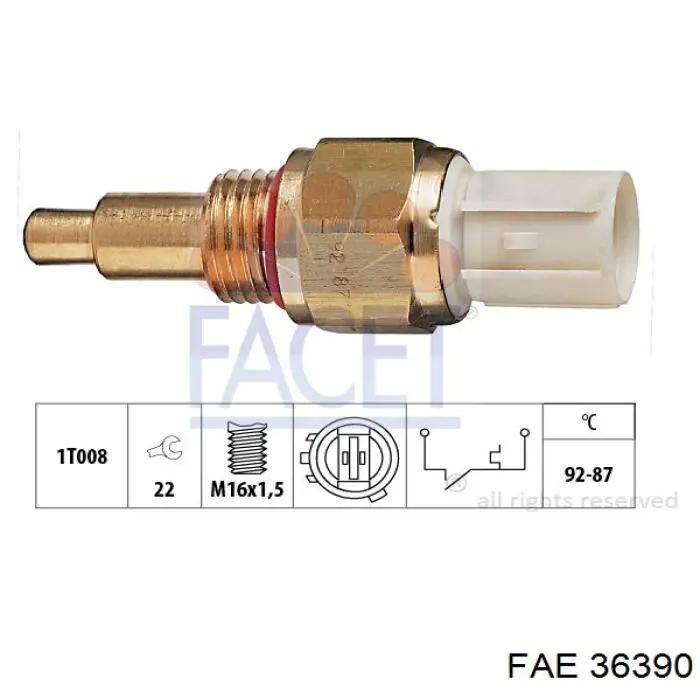 Sensor, temperatura del refrigerante (encendido el ventilador del radiador) FAE 36390