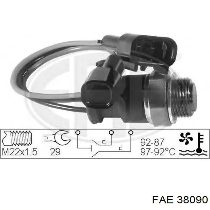 38090 FAE sensor, temperatura del refrigerante (encendido el ventilador del radiador)