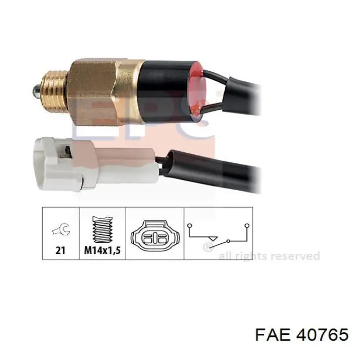 Interruptor piloto de marcha atrás FAE 40765 precio, desde 12,19 EUR