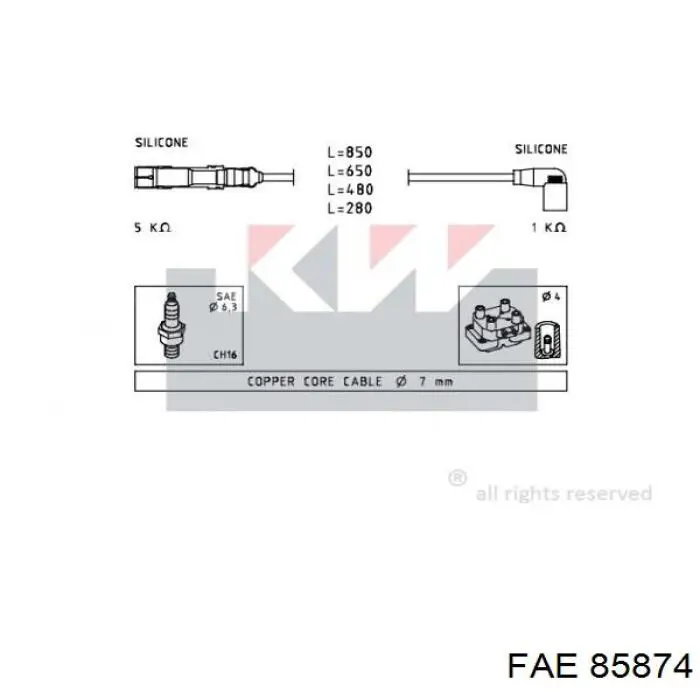 85874 FAE Cables de alta tensión, juego