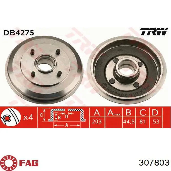 Cojinete de rueda trasero Ford Focus 1 DFW