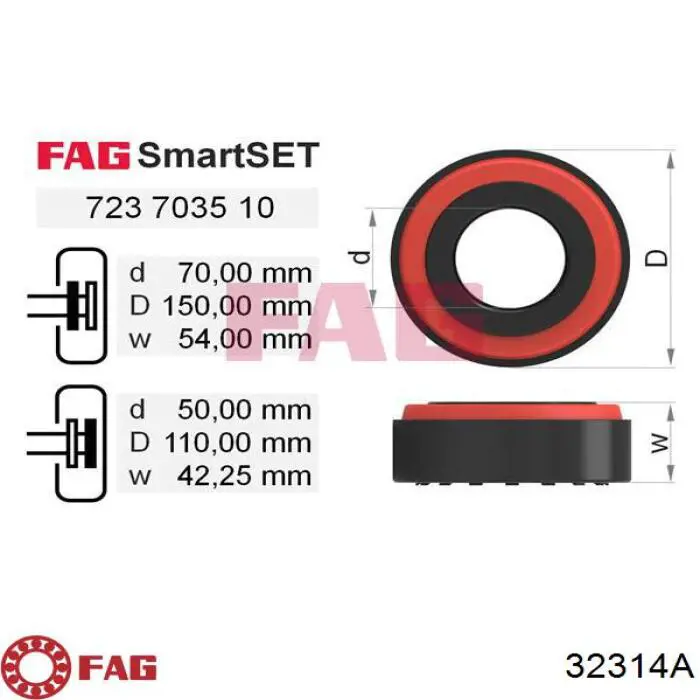 Comprar 32314A FAG Cojinete interno del cubo de rueda delantera
