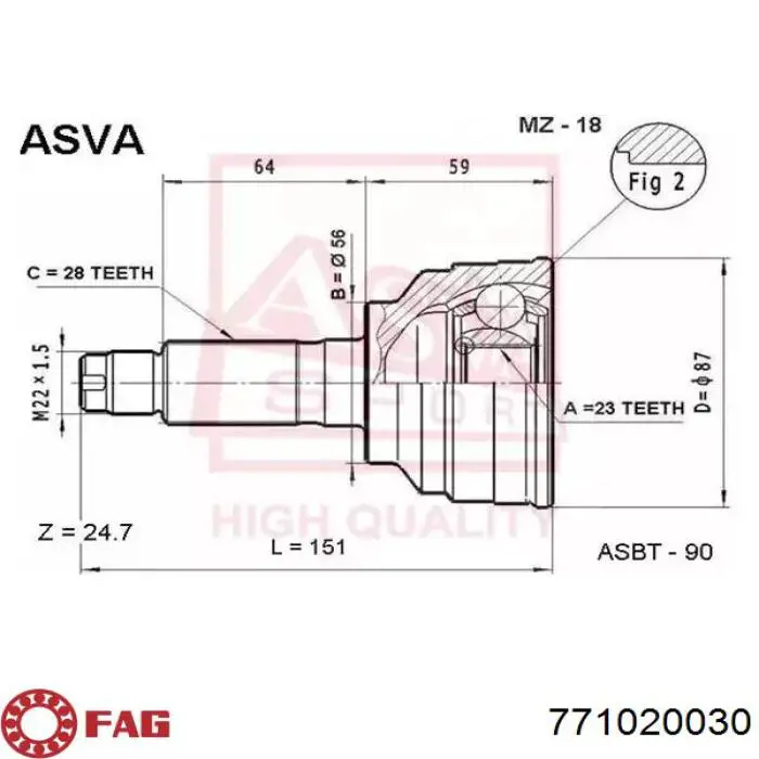 Comprar 771020030 FAG Junta homocinetica
