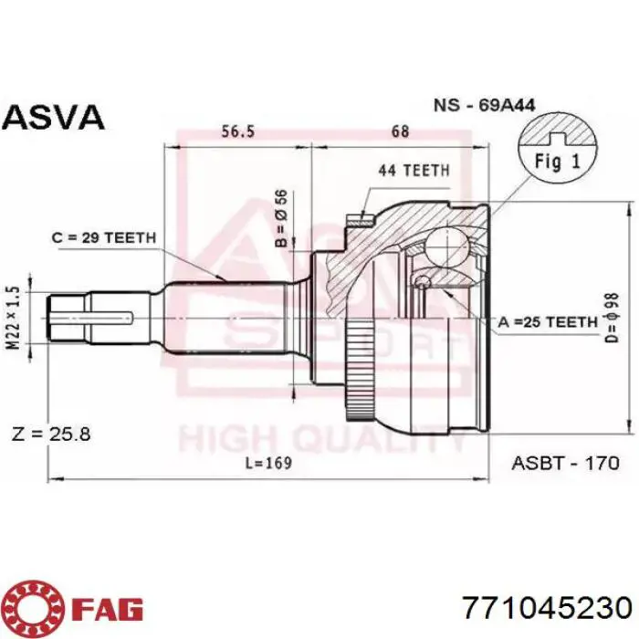 Junta homocinética exterior delantera FAG 771045230 precio, desde 50,44 EUR