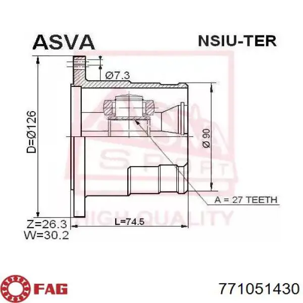 Junta homocinética exterior delantera Nissan Terrano 2 R20