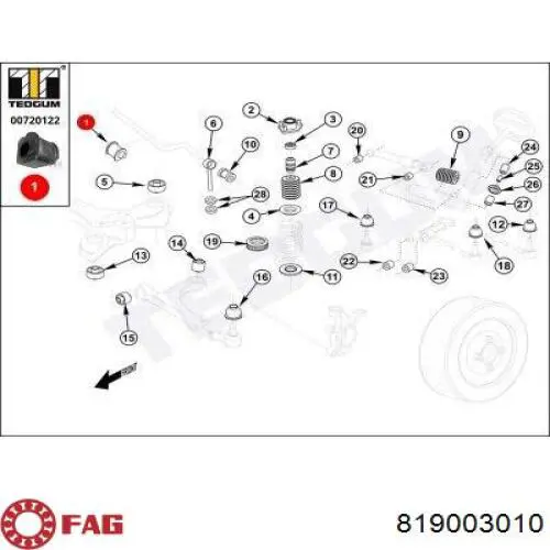 Comprar 819003010 FAG Buje de barra estabilizadora delantera