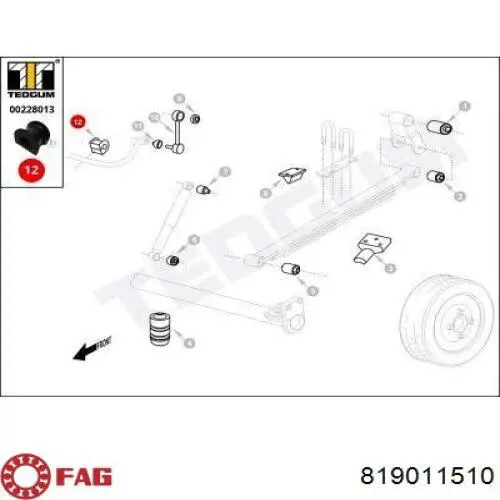 Comprar 819011510 FAG Buje de barra estabilizadora delantera