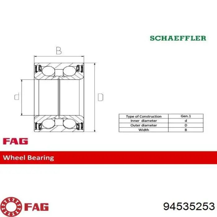94535253 FAG cojinete de rueda delantero