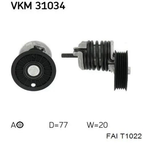 T1022 FAI tensor de correa, correa poli v