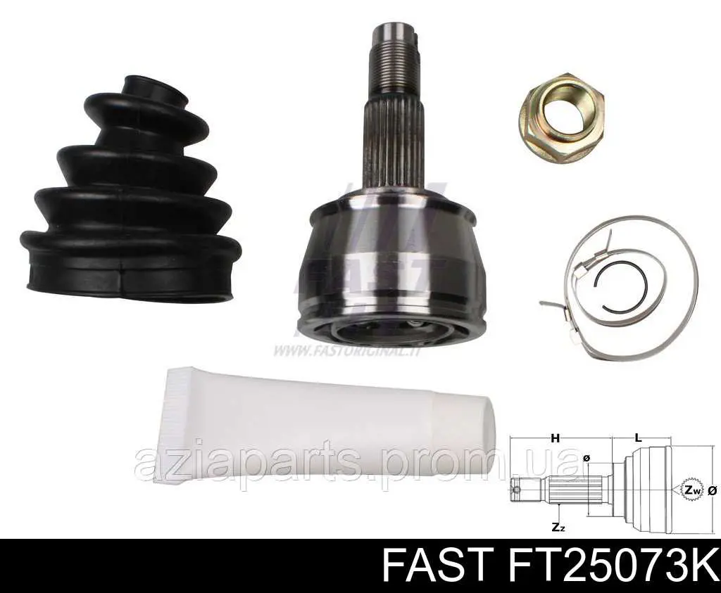FT25073K Fast junta homocinética exterior delantera