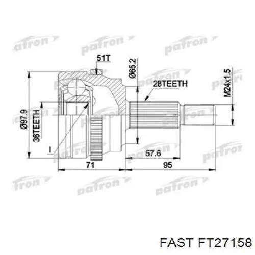 FT27158 Fast árbol de transmisión delantero izquierdo