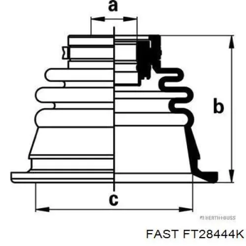 FT28444K Fast fuelle, árbol de transmisión delantero interior izquierdo