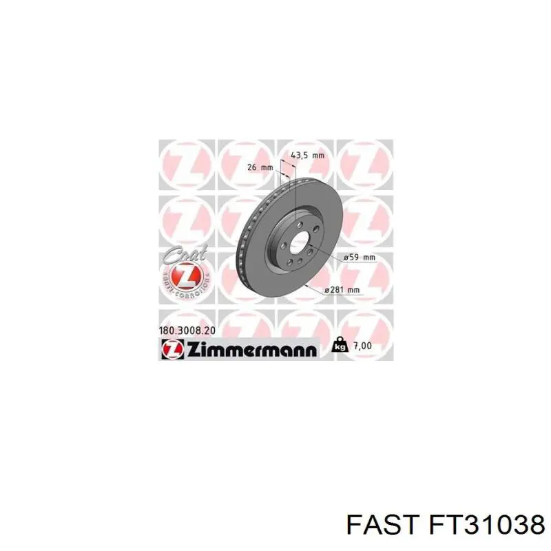 FT31038 Fast disco de freno delantero