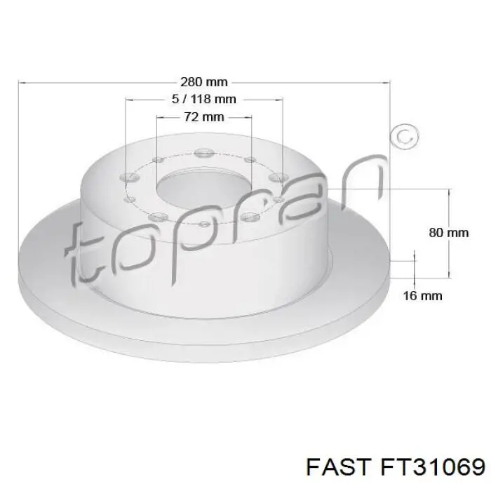 FT31069 Fast disco de freno trasero