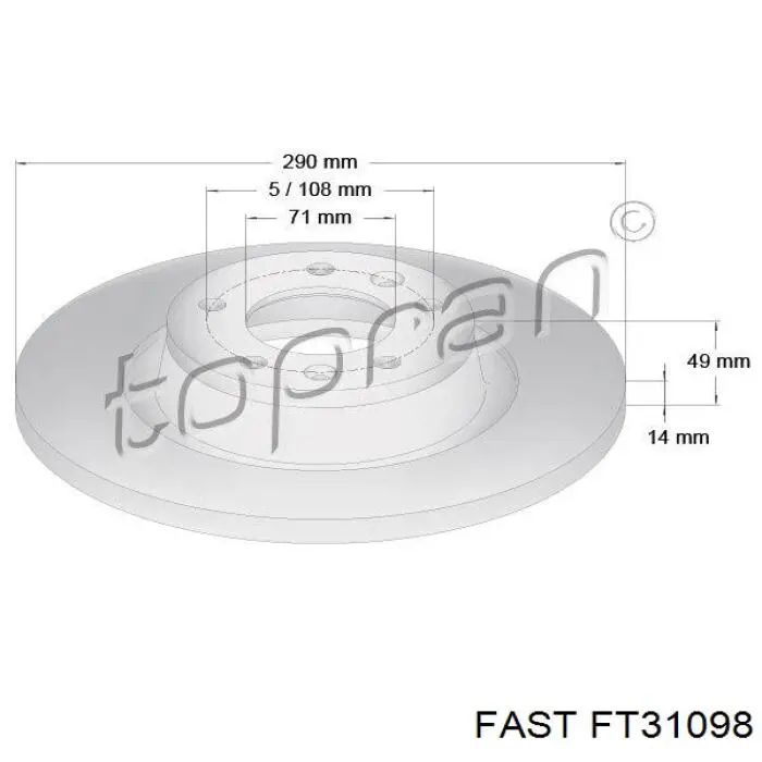 FT31098 Fast disco de freno trasero