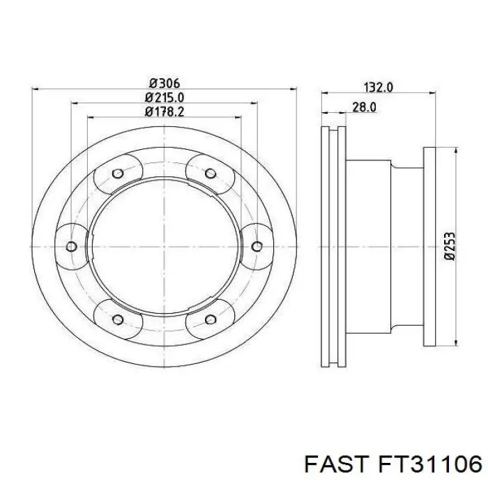 FT31106 Fast disco de freno trasero