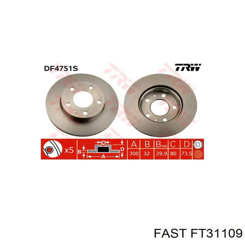 FT31109 Fast disco de freno delantero