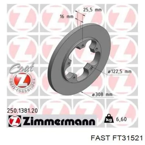 FT31521 Fast disco de freno trasero