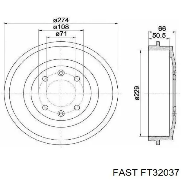 FT32037 Fast freno de tambor trasero