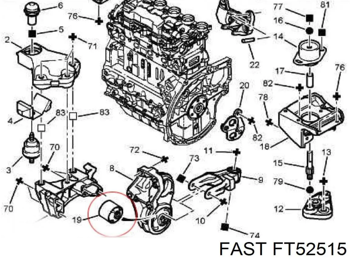 FT52515 Fast soporte, motor, trasero, silentblock
