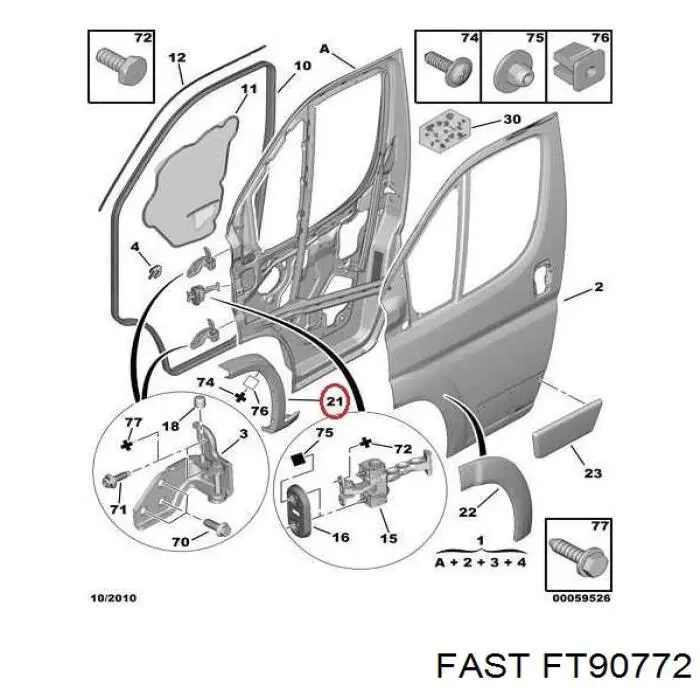 FT90772 Fast ensanchamiento, guardabarros delantero derecho