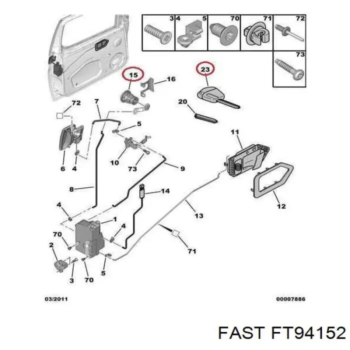 Bombín de cerradura de puerta delantera Fast FT94152 precio, desde 29,67 EUR
