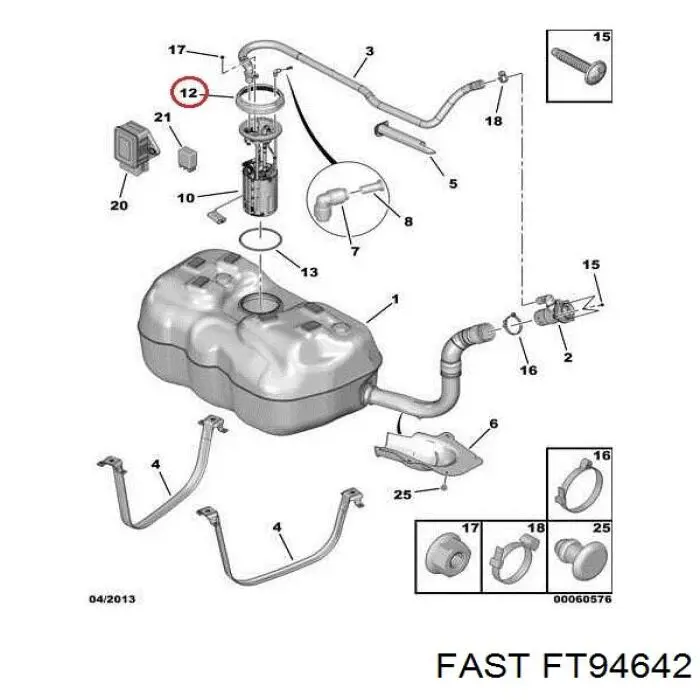 FT94642 Fast Tapa de la bomba de combustible