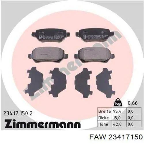 23417150 FAW pastillas de freno traseras