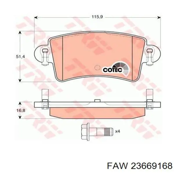 23669.16.8 FAW pastillas de freno traseras