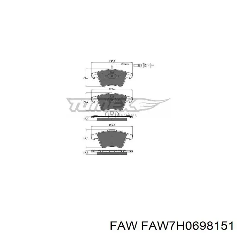 Pastillas de freno delanteras FAW7H0698151 FAW