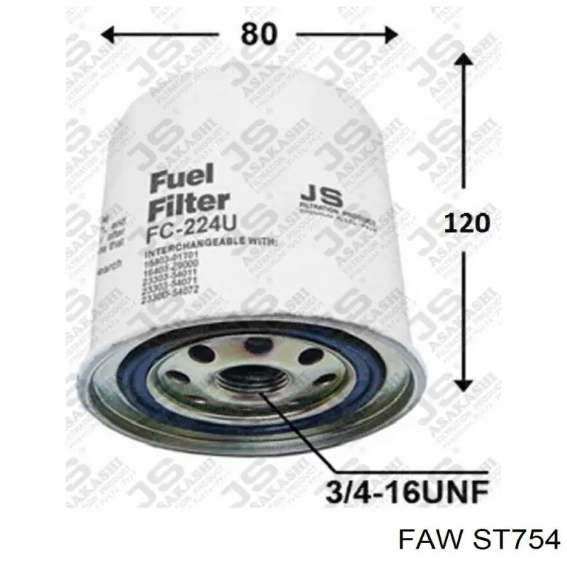 ST754 FAW filtro de combustible