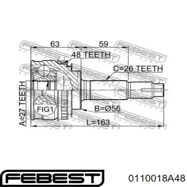 0110-018A48 Febest junta homocinética exterior delantera